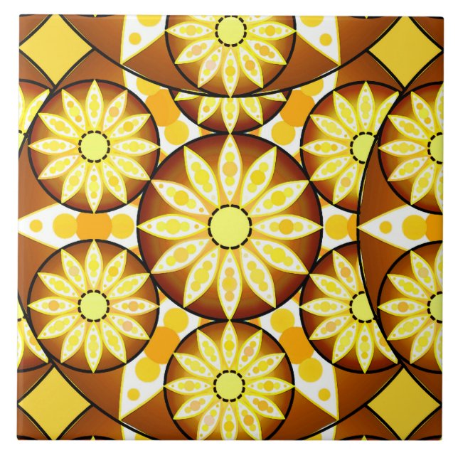 Mandala pattern, shades of brown and gold tile (Front)