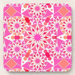 Mandala pattern, shades of pink and coral coaster