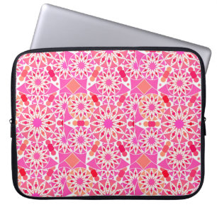 Mandala pattern, shades of pink and coral laptop sleeve