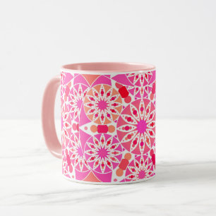Mandala pattern, shades of pink and coral mug