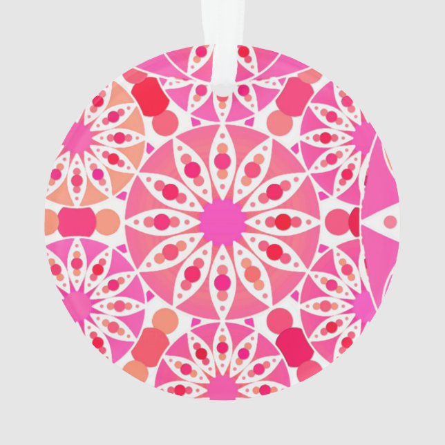 Mandala pattern, shades of pink and coral ornament (Back)