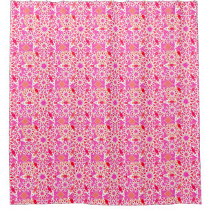 Mandala pattern, shades of pink and coral shower curtain