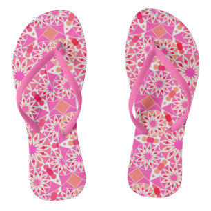 Mandala pattern, shades of pink and coral thongs