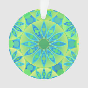 Mandala pattern, turquoise, blue, lime green ornament