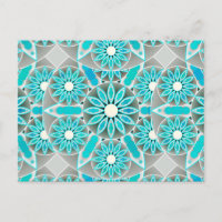 Mandala pattern, turquoise, silver grey and white