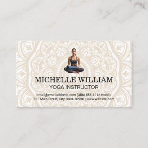 Mandala Pattern Woman with Yoga Mat Business Card