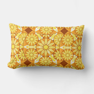 Mandala pattern, yellow, gold and brown lumbar cushion