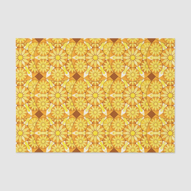Mandala pattern, yellow, gold and brown tissue paper (Front)