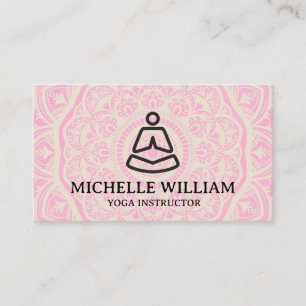 Mandala Pattern Yoga Seated Pose Logo Business Card