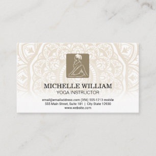 Mandala Pattern Yoga Twist Pose Business Card