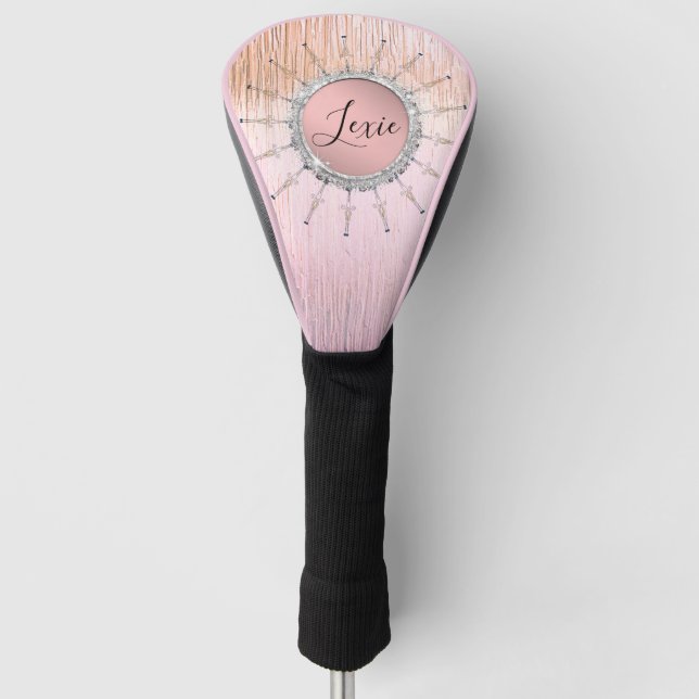  Mandala  Pink Frosted Glass Personalised Glitter Golf Head Cover (Front)