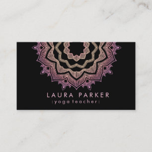 Mandala Pink Lotus Flower Yoga Meditation Holistic Business Card