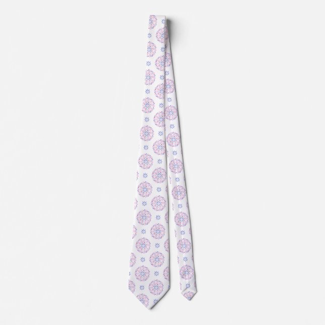 Mandala Pink Purple Blue Bigender Pride Flag Tie (Front)