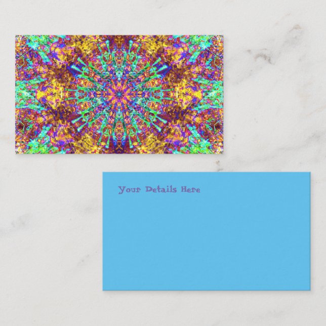 Mandala Psychedelic Trippy Hippie Colour Splash Business Card (Front/Back)