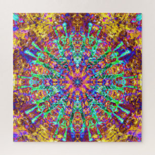 Mandala Psychedelic Trippy Hippie Colour Splash Jigsaw Puzzle