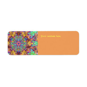 Mandala Psychedelic Trippy Hippie Colour Splash Return Address Label