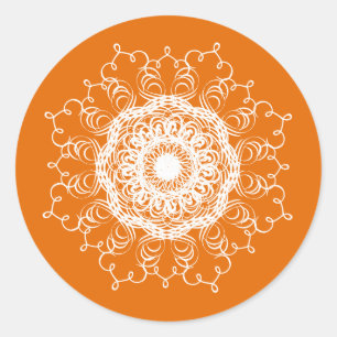 Mandala Pumpkin Watercolor Damask Fall Season Classic Round Sticker