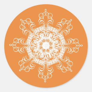 Mandala Pumpkin Watercolor Damask Fall Season Classic Round Sticker