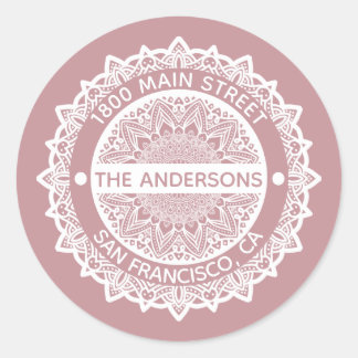 Mandala Purple Address Label Round Sticker