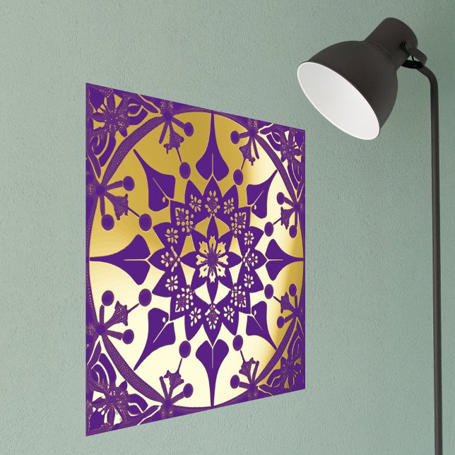 Mandala Purple Gold Snowflake Illustration Foil Prints (Creator Uploaded)