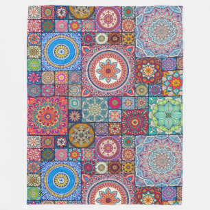 Mandala Quilt Pattern Fleece Blanket