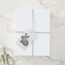 Mandala Rabbit Chocolate and Blues Custom Gift Tag