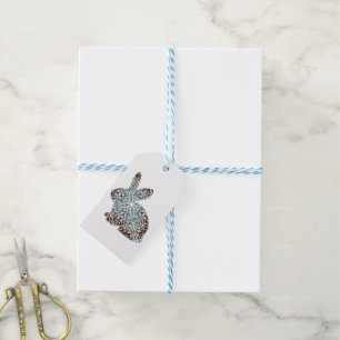 Mandala Rabbit Chocolate and Blues Custom Gift Tag