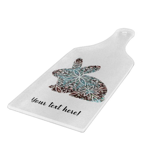 Mandala Rabbit Chocolate and Blues Cutting Board (Corner)