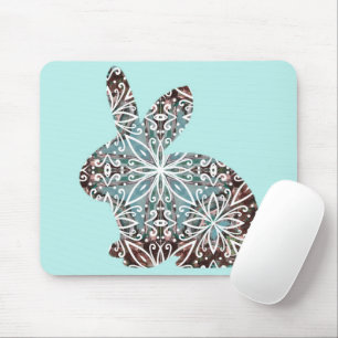 Mandala Rabbit Chocolate and Blues Mouse Pad