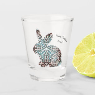 Mandala Rabbit Chocolate and Blues Shot Glass