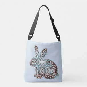 Mandala Rabbit Chocolate and Blues Tote Bag