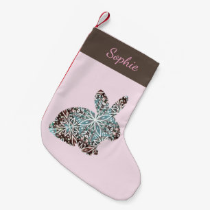 Mandala Rabbit Chocolate Blues Christmas Stocking