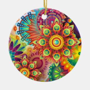 mandala rainbow colours   ceramic ornament