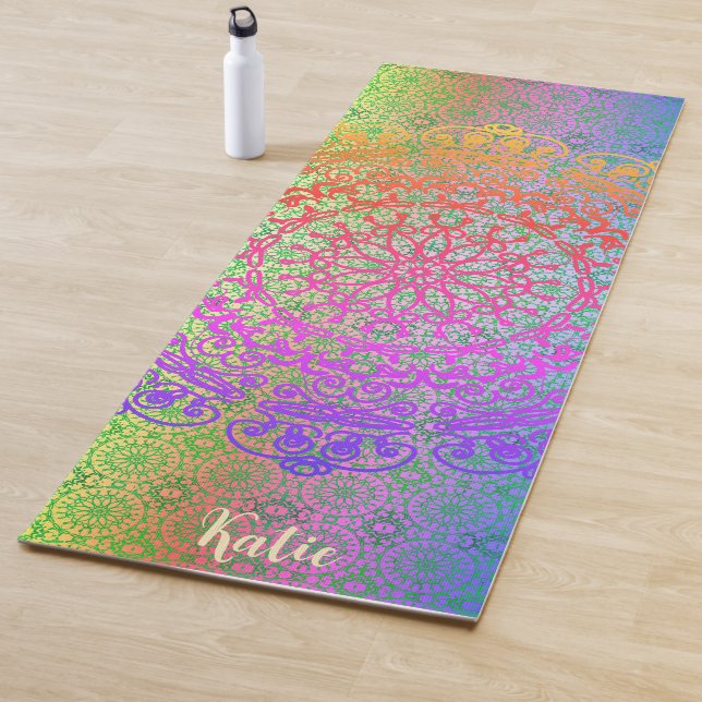 Mandala Rainbow Colours Yoga Mat (In Situ)