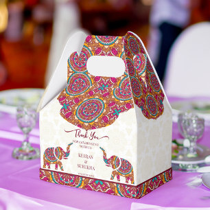 Mandala rangoli elephant wedding favour box