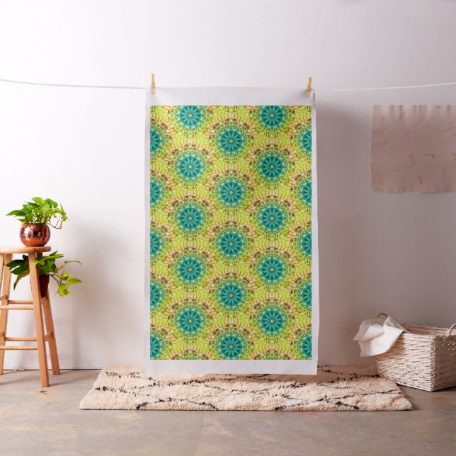 Mandala Rays Yellow Green + your ideas Fabric (In Situ)
