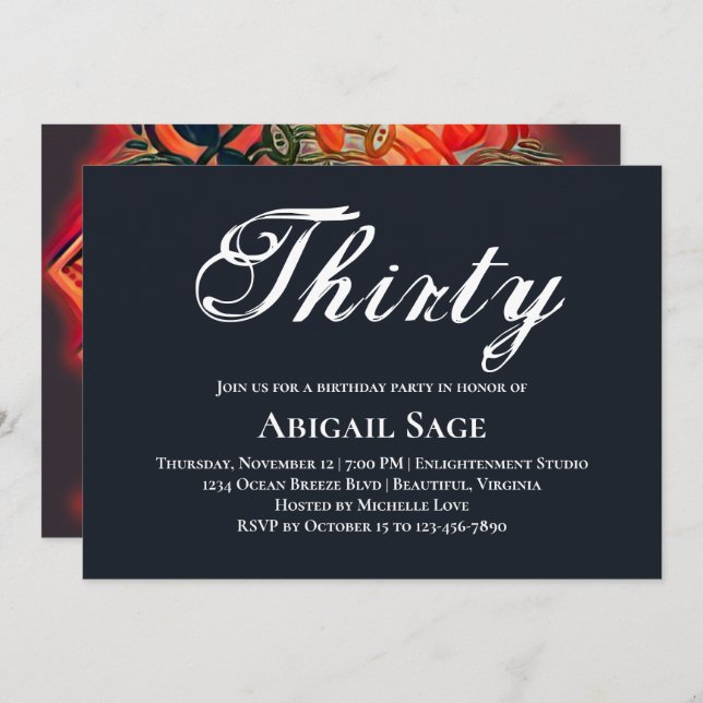 Mandala Red, Black, Brown Yoga Meditation Birthday Invitation (Front/Back)