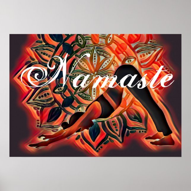 Mandala Red, Black, Brown Yoga Meditation Namaste Poster (Front)
