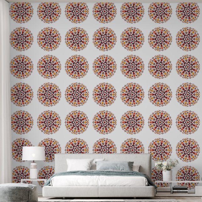 Mandala Red Yellow Orange Brown  Wallpaper (Bedroom)