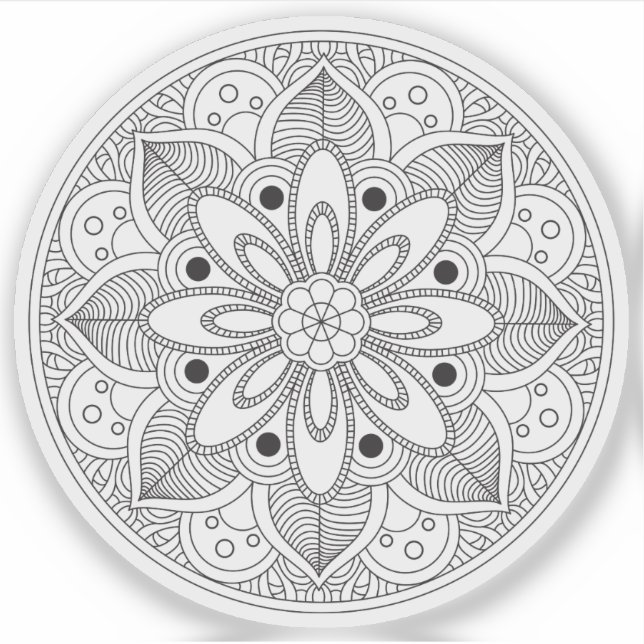 Mandala Retro hand drawn organic black and white (Front)