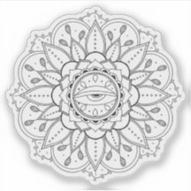 Mandala Retro hand drawn tattoo henna flower eye