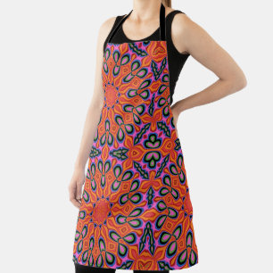 Mandala Retro Orange Hipster Apron