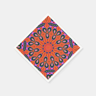 Mandala Retro Orange Hipster Decor Napkin