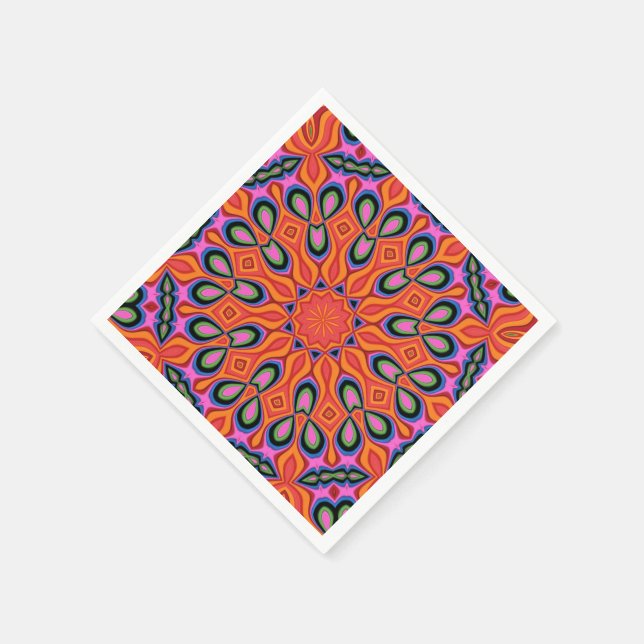 Mandala Retro Orange Hipster Decor Napkin (Corner)