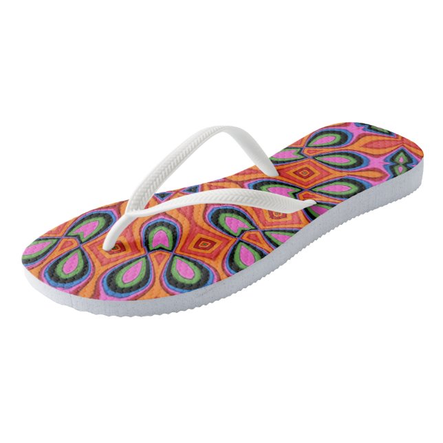 Mandala Retro Orange Hipster Thongs (Angled)