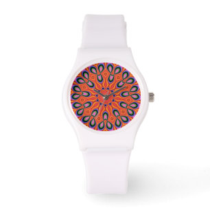 Mandala Retro Orange Hipster Watch