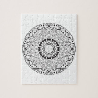 Mandala. Round black and white oriental pattern Jigsaw Puzzle