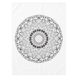 Mandala. Round black and white oriental pattern Tablecloth