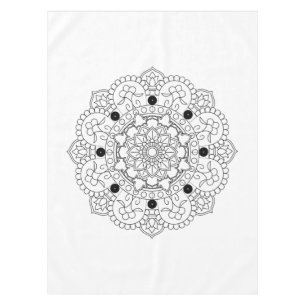 Mandala. Round black and white oriental pattern Tablecloth