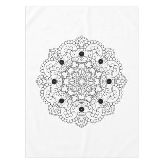 Mandala. Round black and white oriental pattern Tablecloth